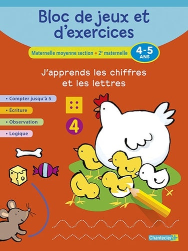BLOC DE JEUX ET D'EXERCICES - J'APPRENDS LES CHIFFRES (4-5)