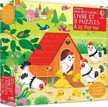 A LA FERME - MON PETIT COFFRET LIVRE ET 3 PUZZLES